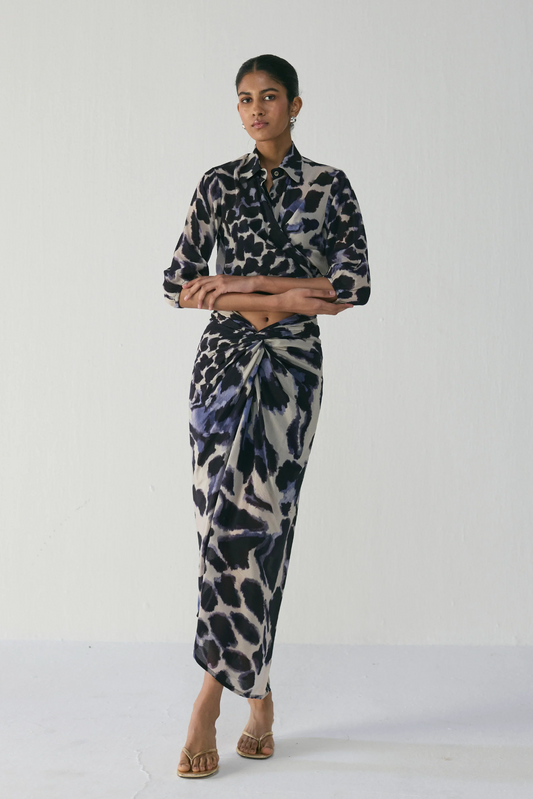 SAMBURU TIE UP TOP AND SKIRT SET