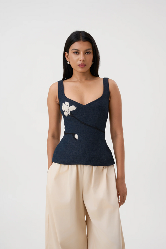 ROSA CORSET TOP - DENIM