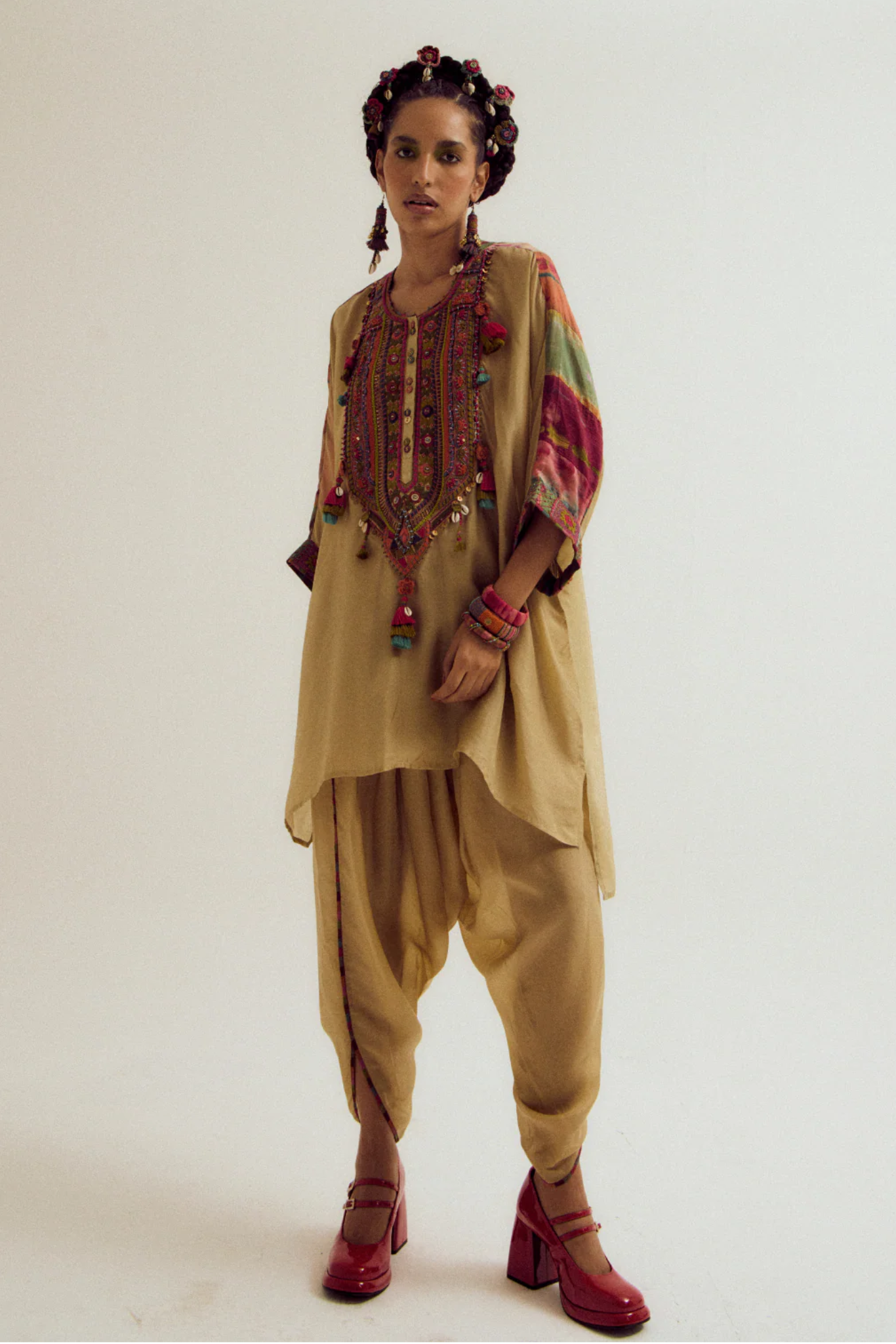 Zinnia Kaftan Shirt with Dhoti Pants