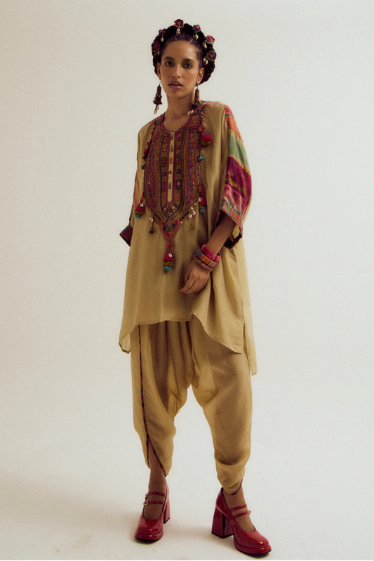 Zinnia Kaftan Shirt with Dhoti Pants