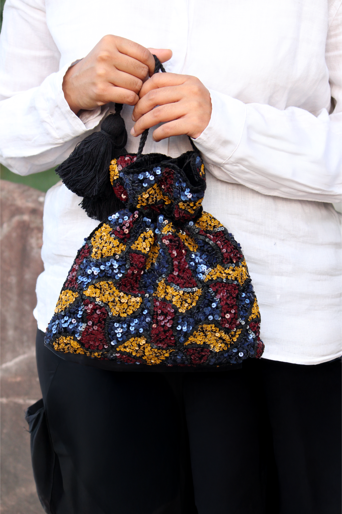 Segmenta embroidered potli bag