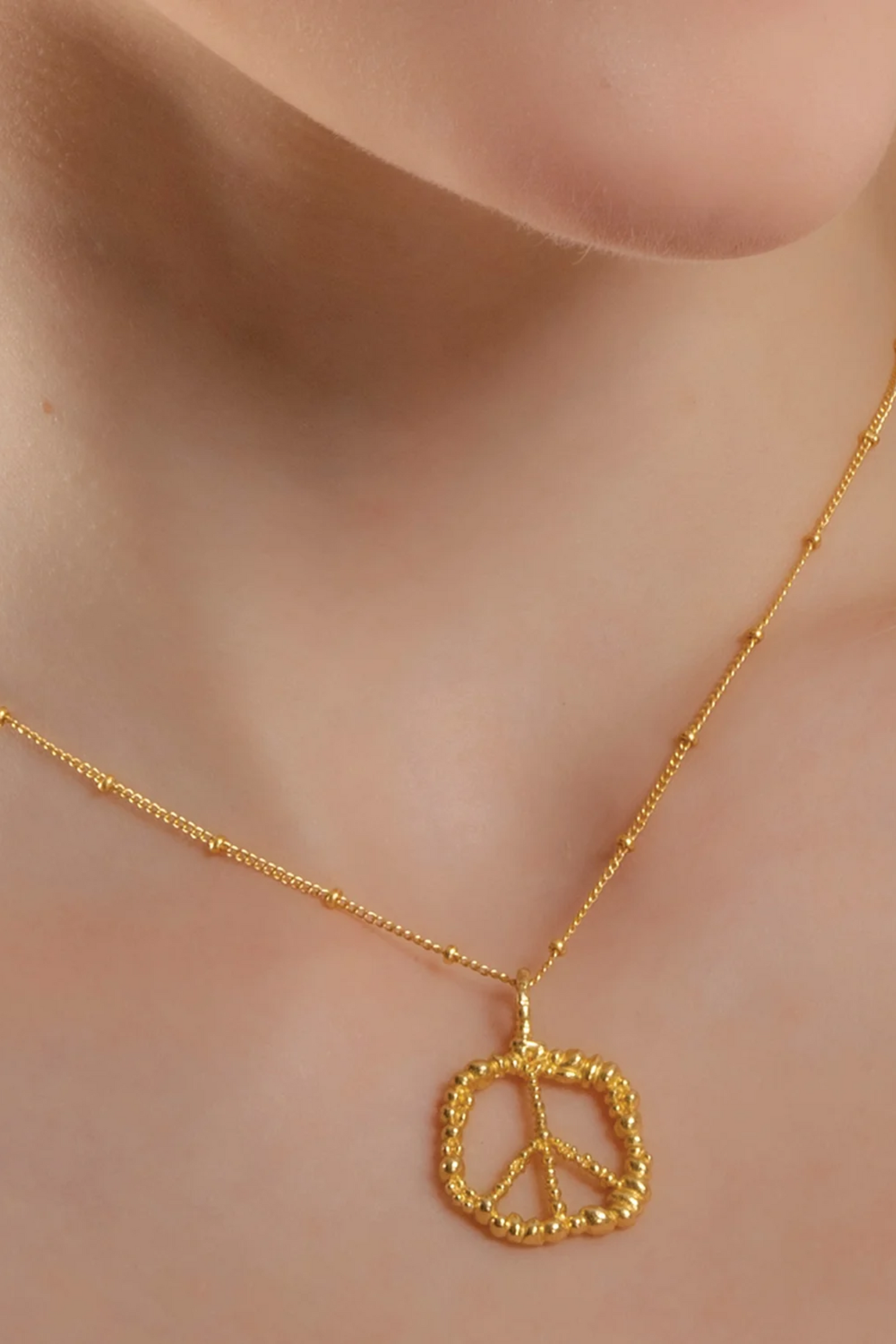 Granulated Peace Charm Necklace