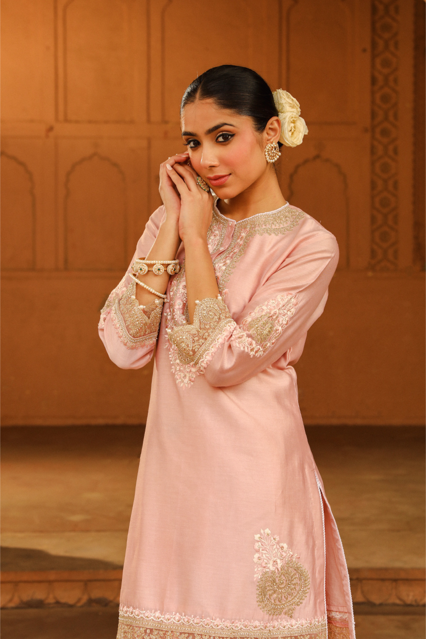 Ernika Short kurta with dhoti - Blush Pink