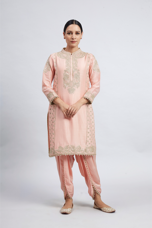 Aabish Embroidered Kurta Set - Carnation Pink