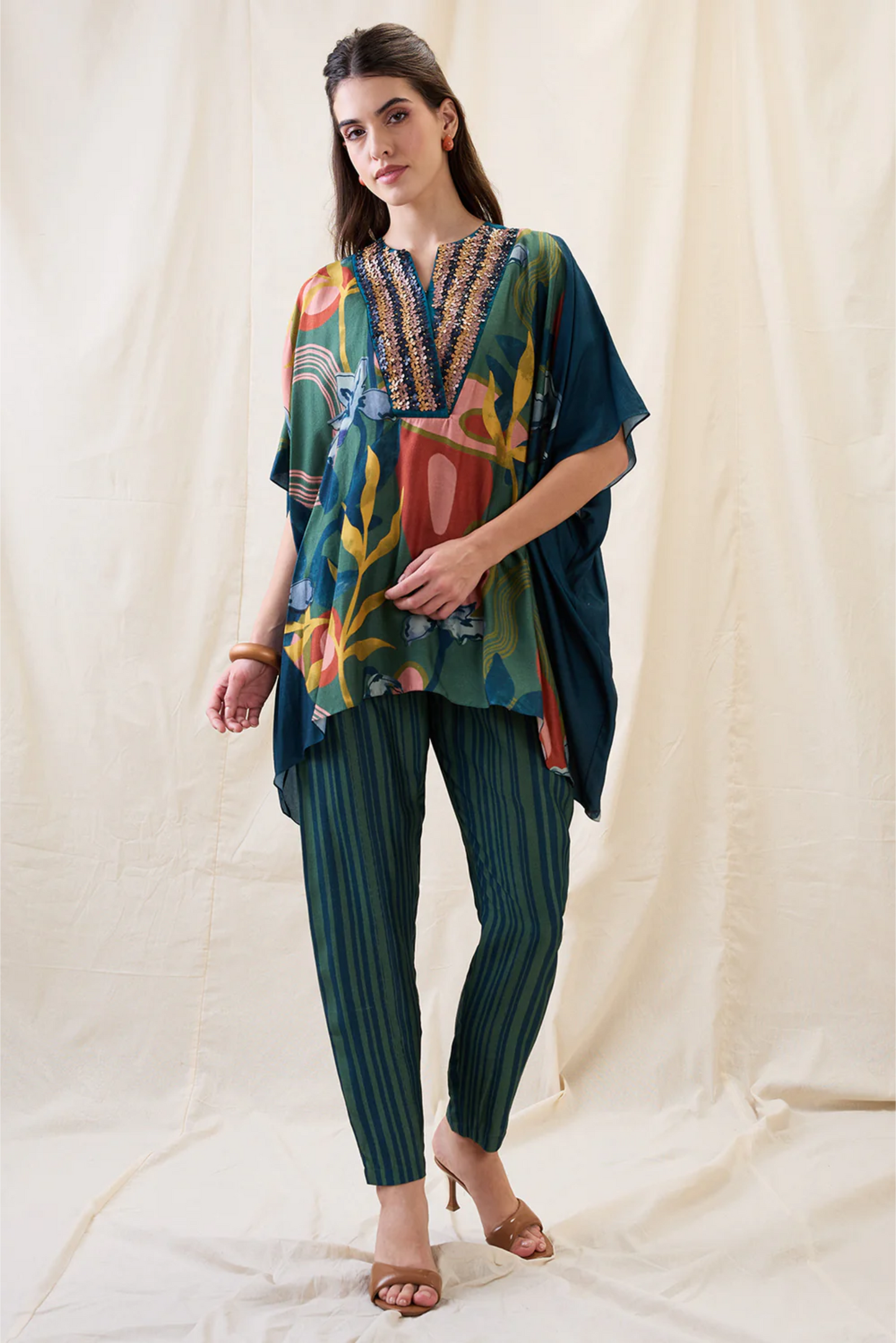 Flora Embellished Co-ord Set (Green)