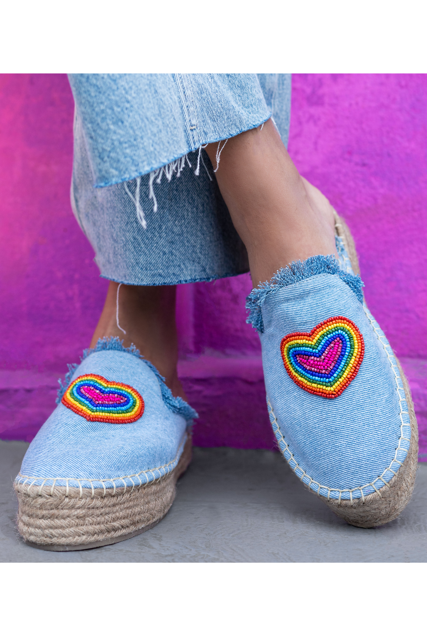 Heartbeat Espadrilles Light Denim Platform