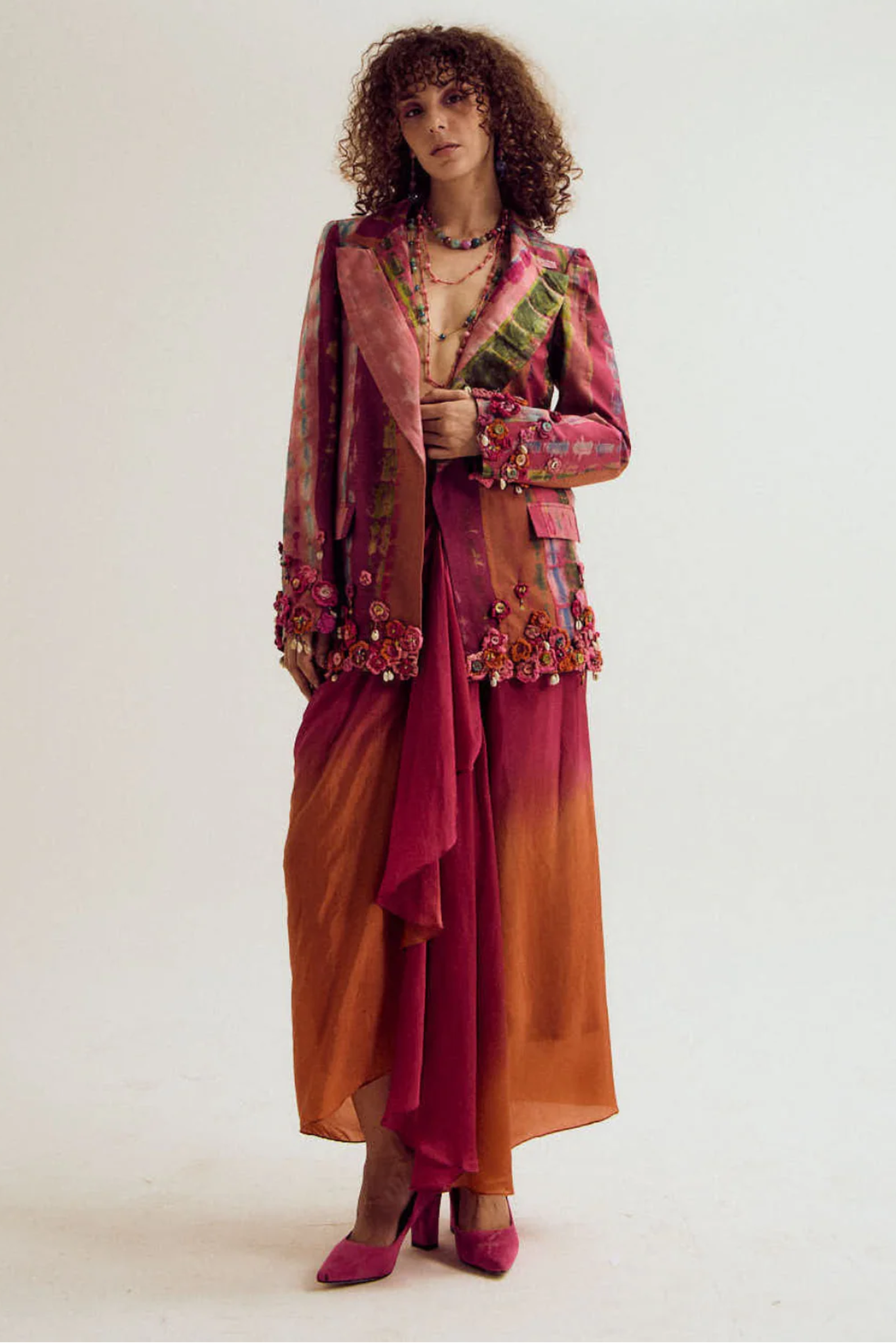 Laburnum Tie Dye Blazer- Fuchsia / Peach