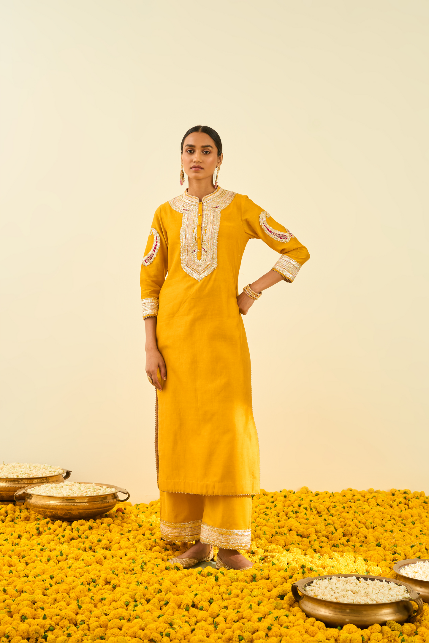 Aliyah Kurta With Palazzo - Glaze Mustard