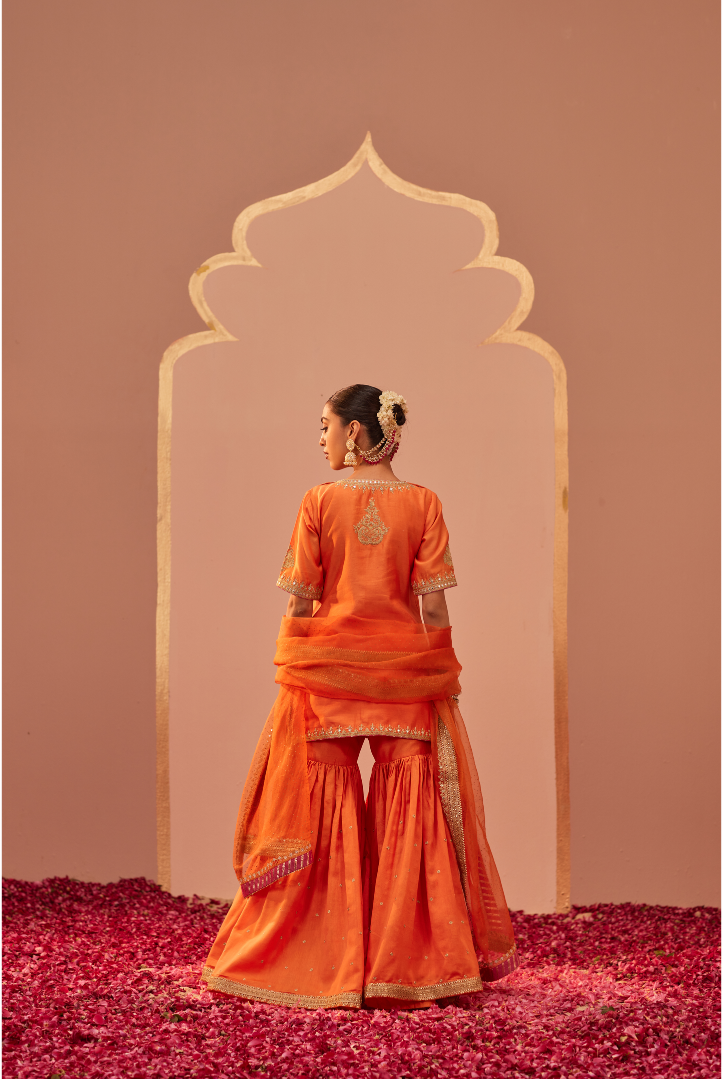 Suhair Kurta Garara Set - Tangerine Orange