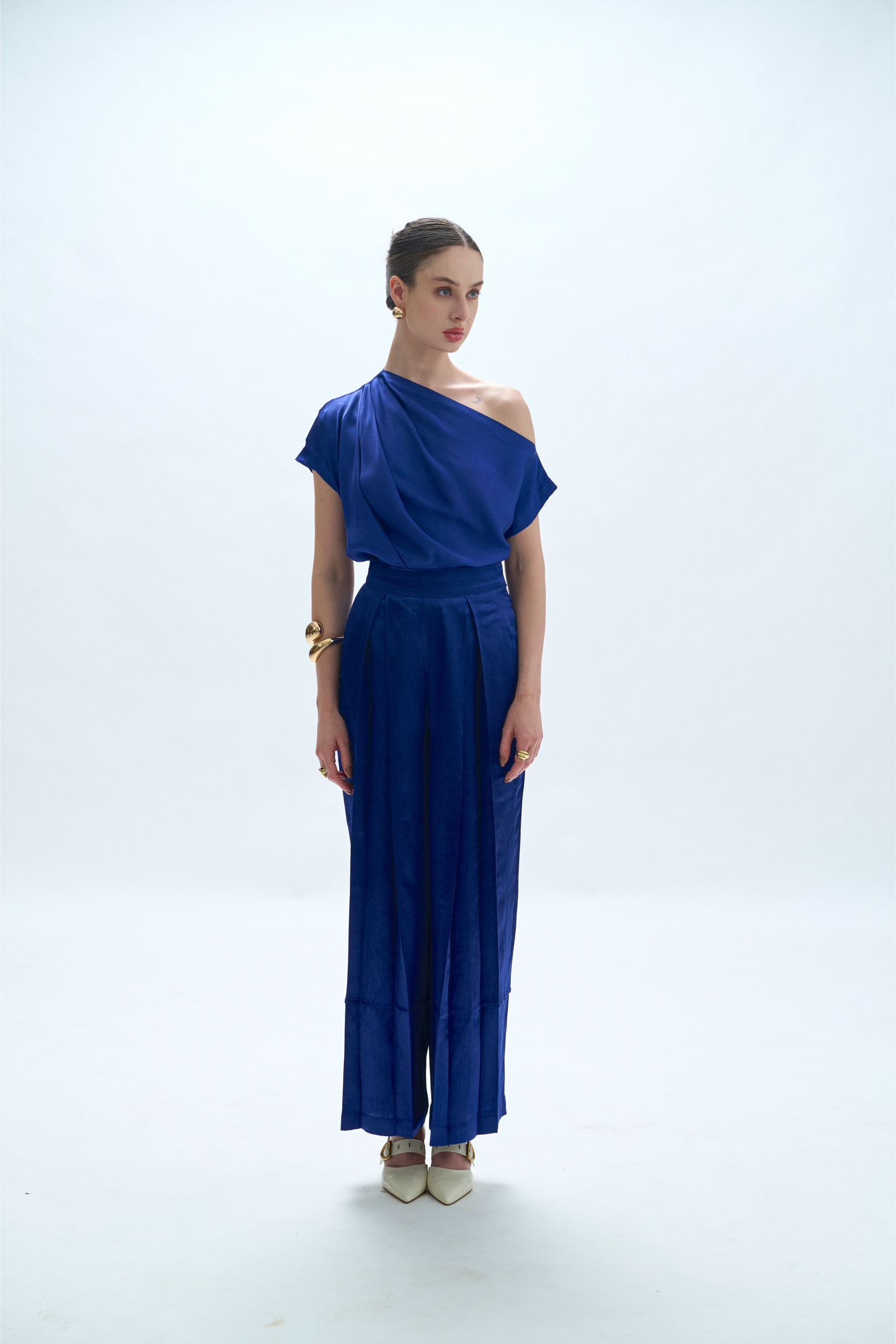 Boulevard Pleated Pants in Blue