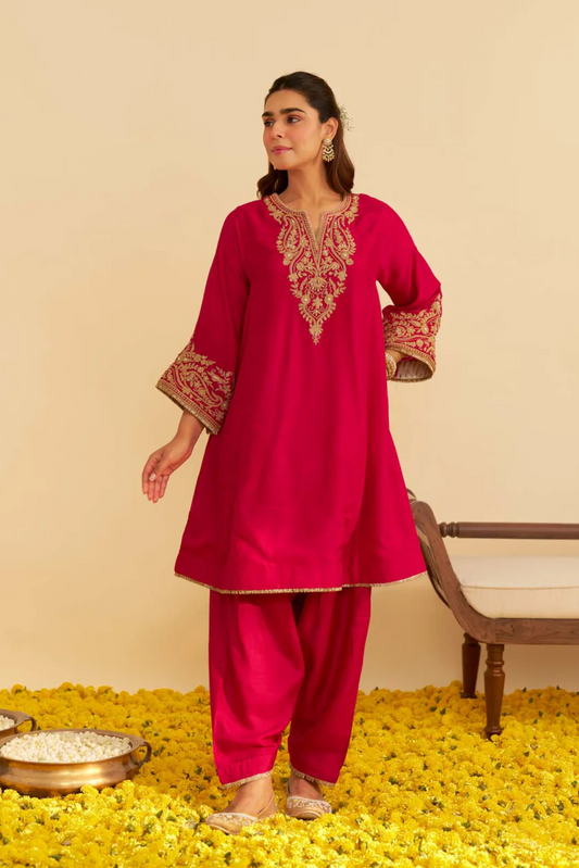 Marwa - Hotpink Short Chauga With Salwar