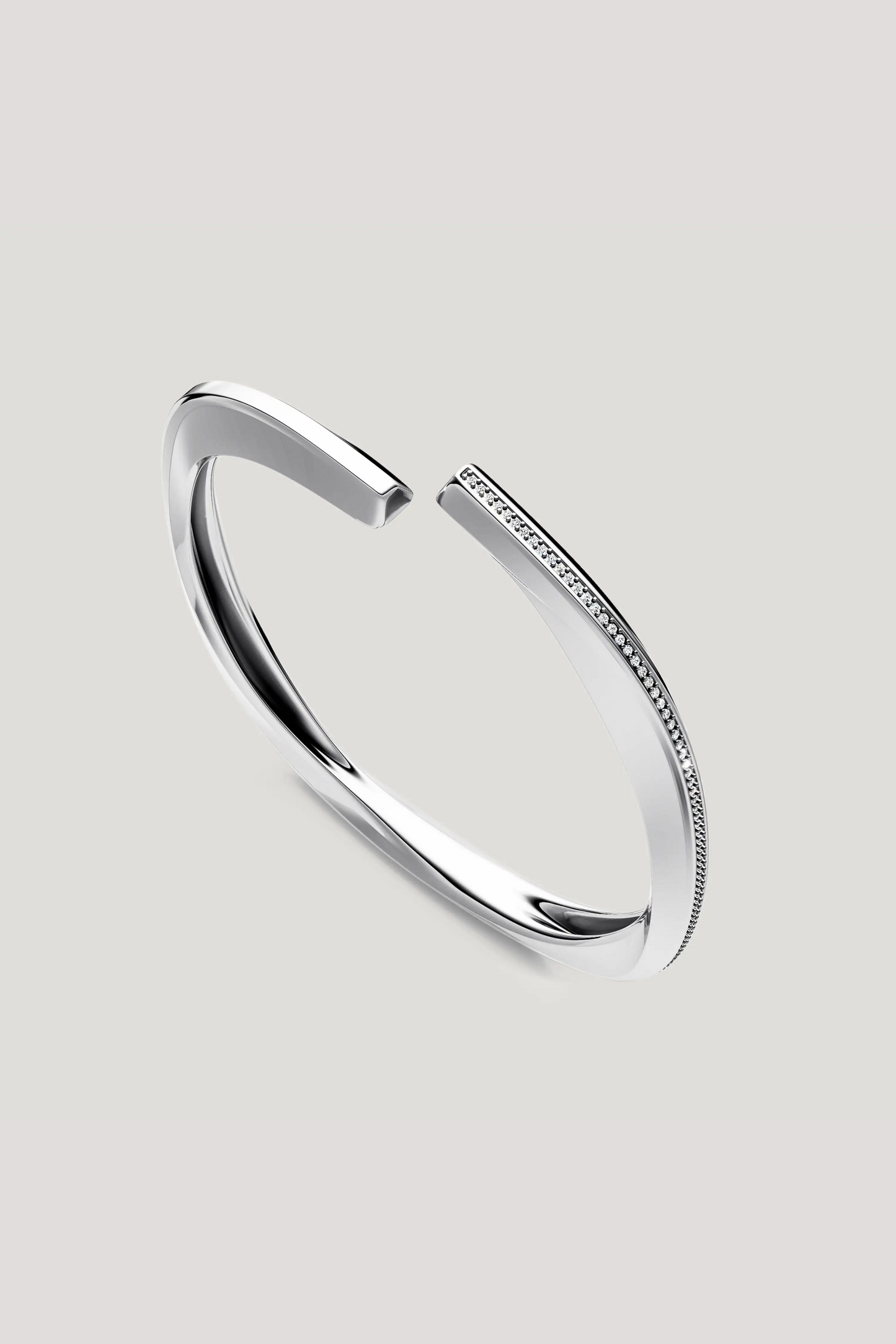 Squircle Open Bangle In Sterling Silver