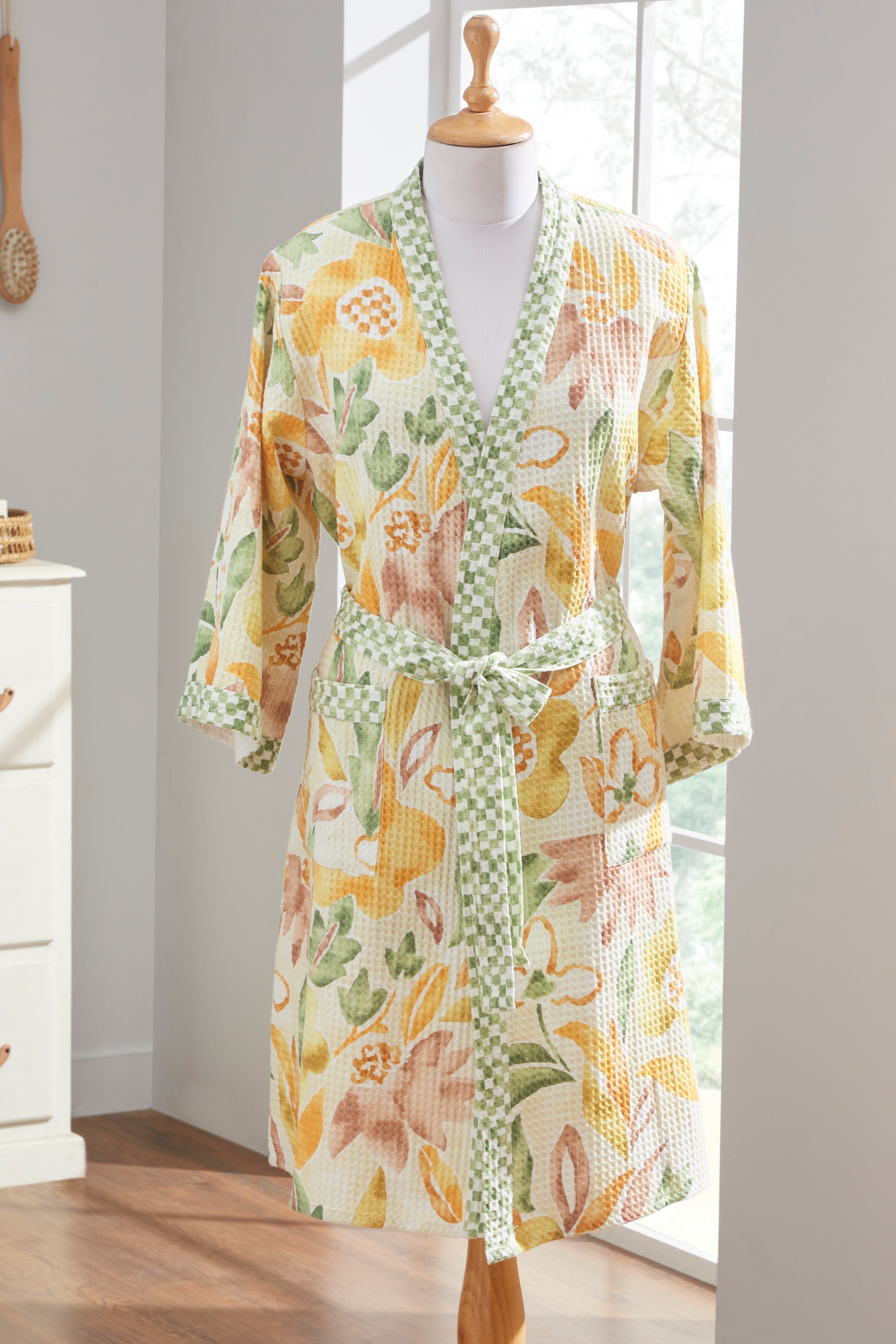 Dancing Floral Yellow Bathrobe