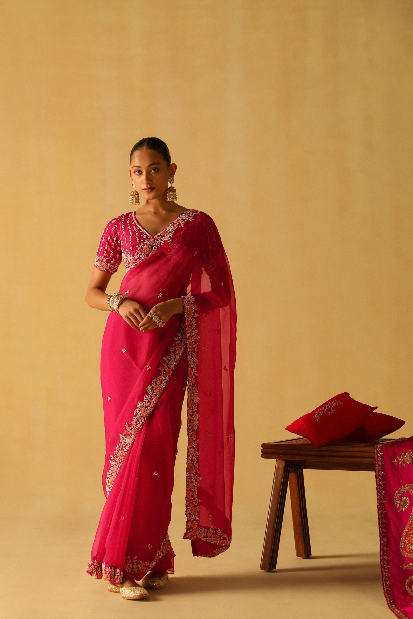 Afsa - Hotpink Saree Set