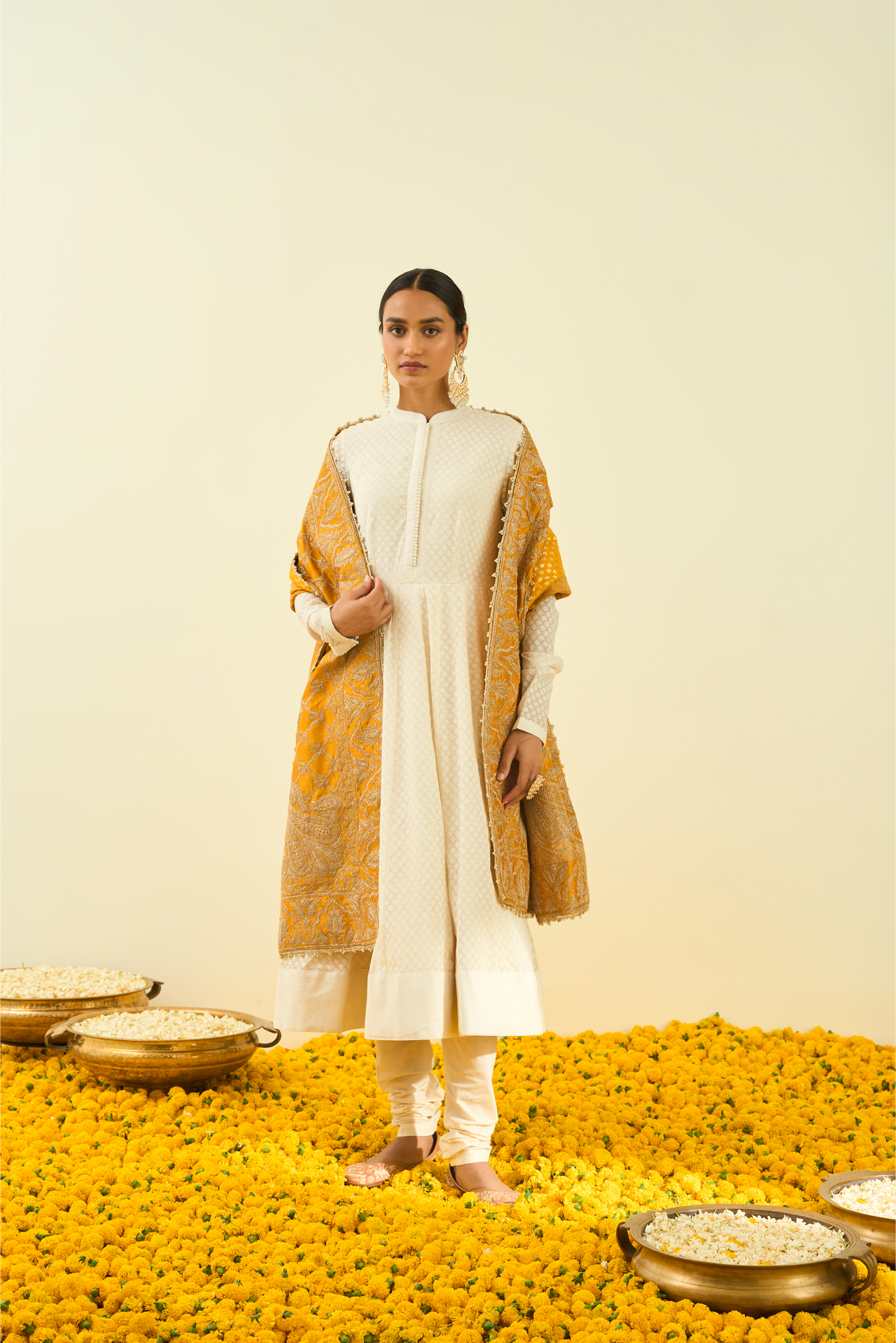 Glaze Mustard Tilla Embroidery Odhni