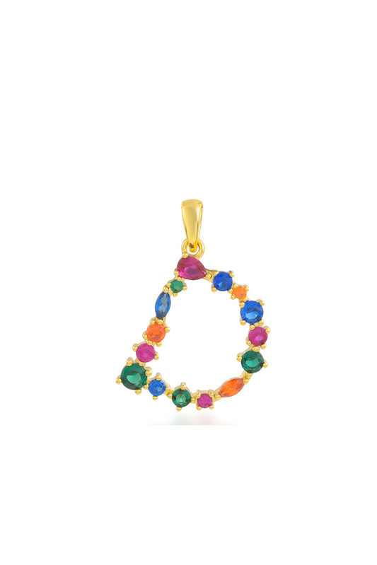 Multi Gemstone Alphabets Necklace - D