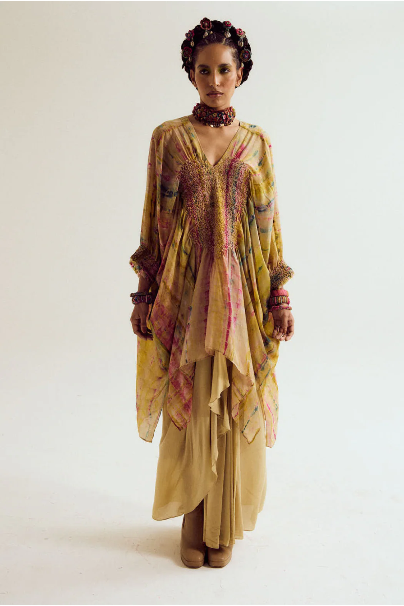 Marigold Tie Dye Kaftan Shirt