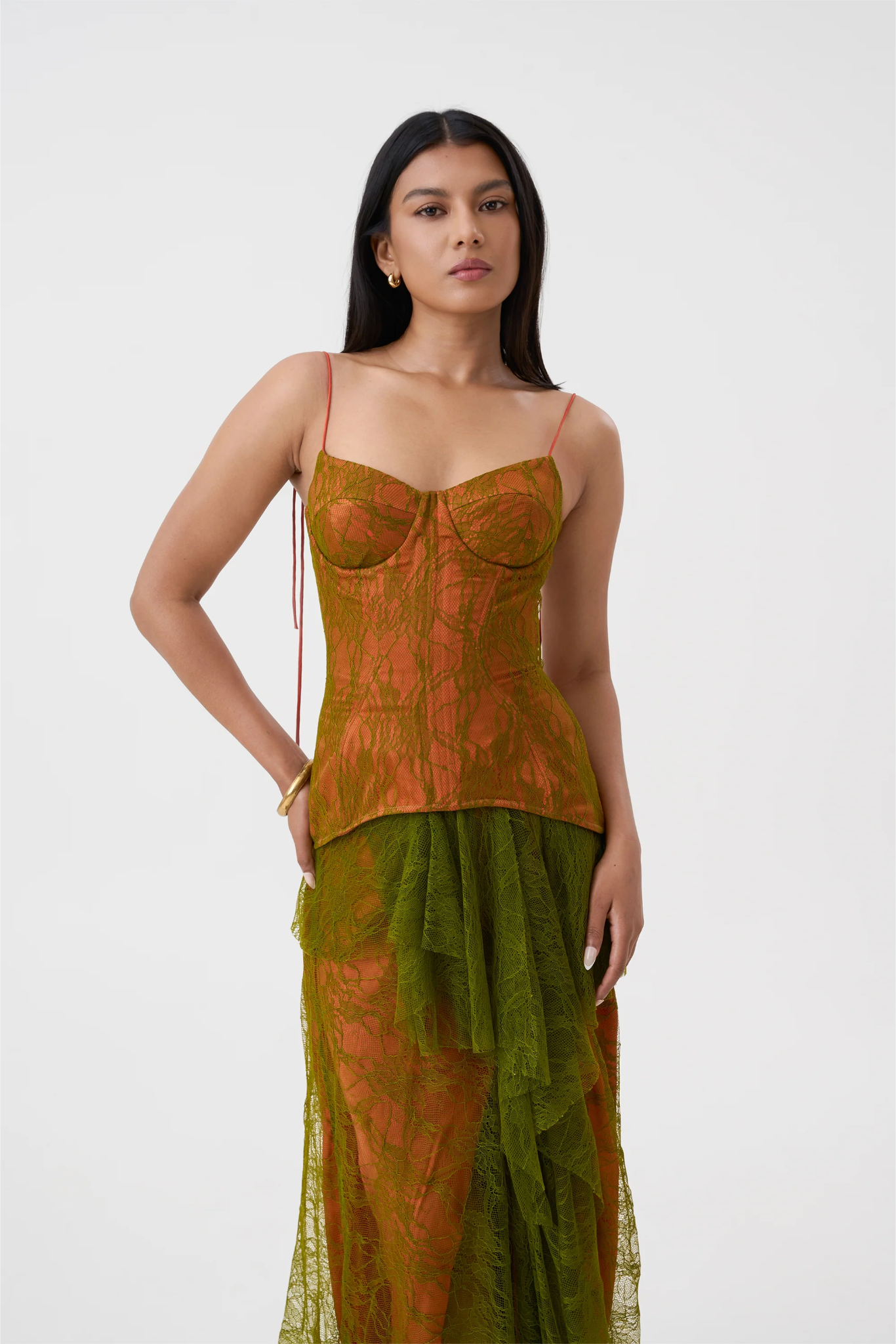 ALMA LACE CORSET TOP - BURNT ORANGE