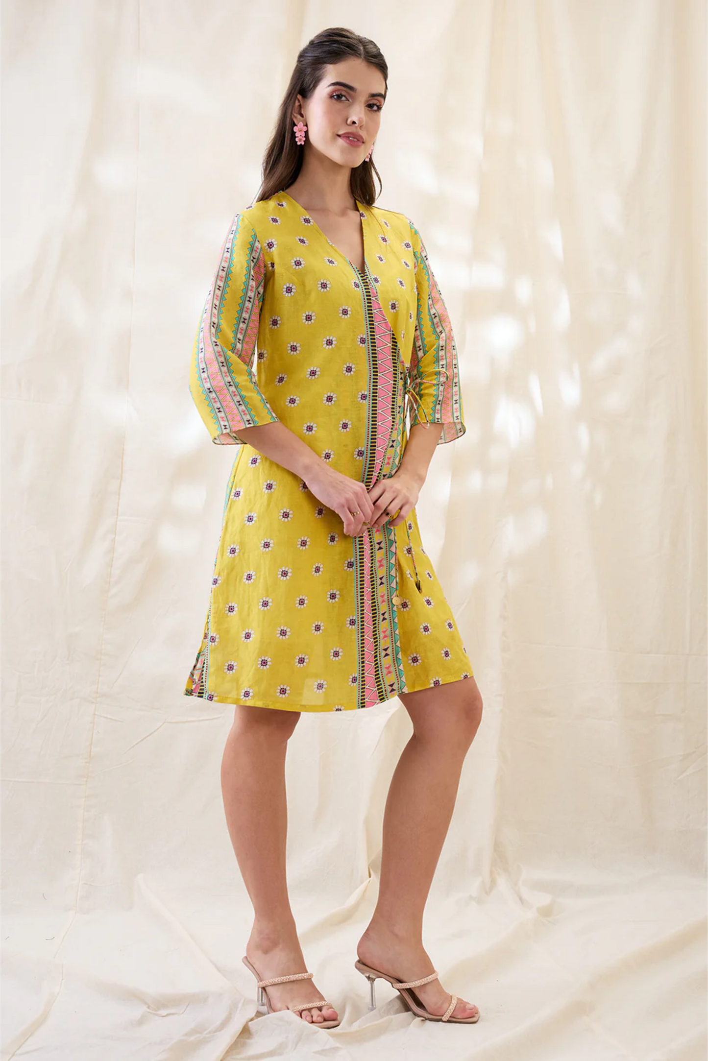 Nooma Printed Front Overlapped Dress