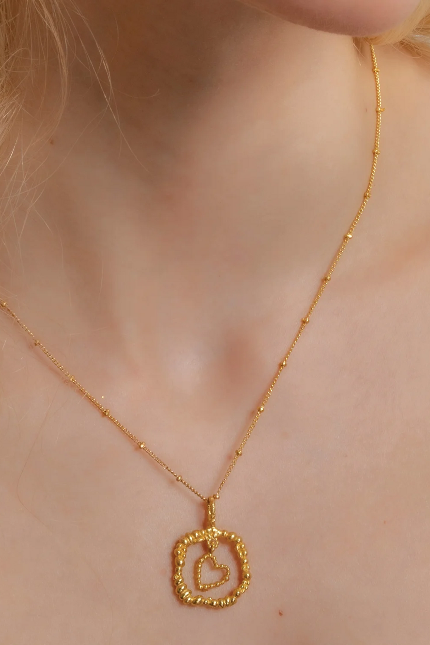 Granulated Love Charm Necklace