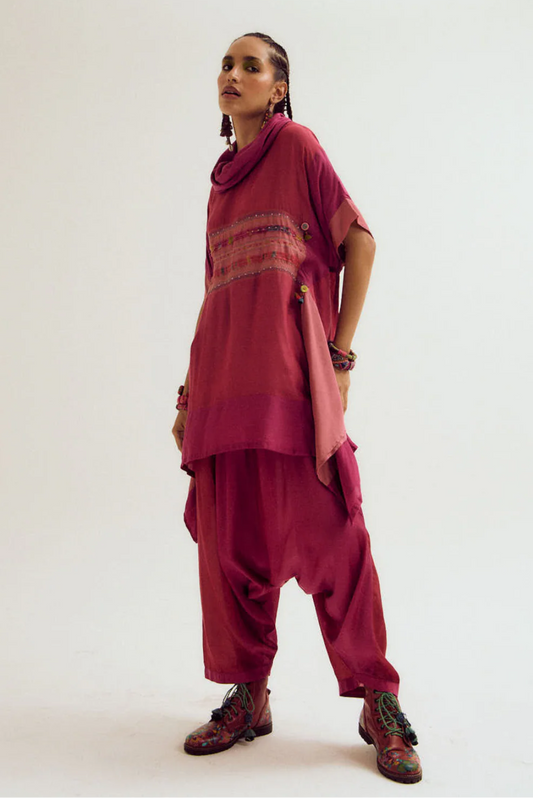 Plumeria Co-ord Set- Fuchsia/Peach