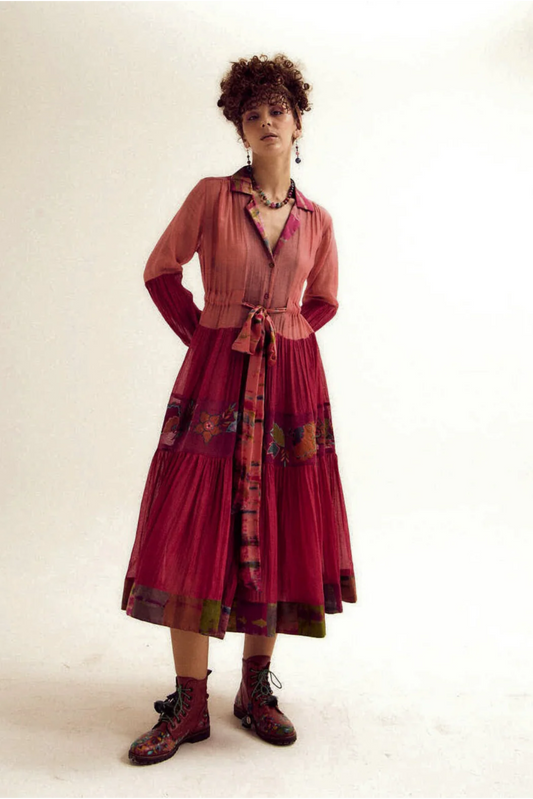 Wisteria Dress - Fuchsia / Peach