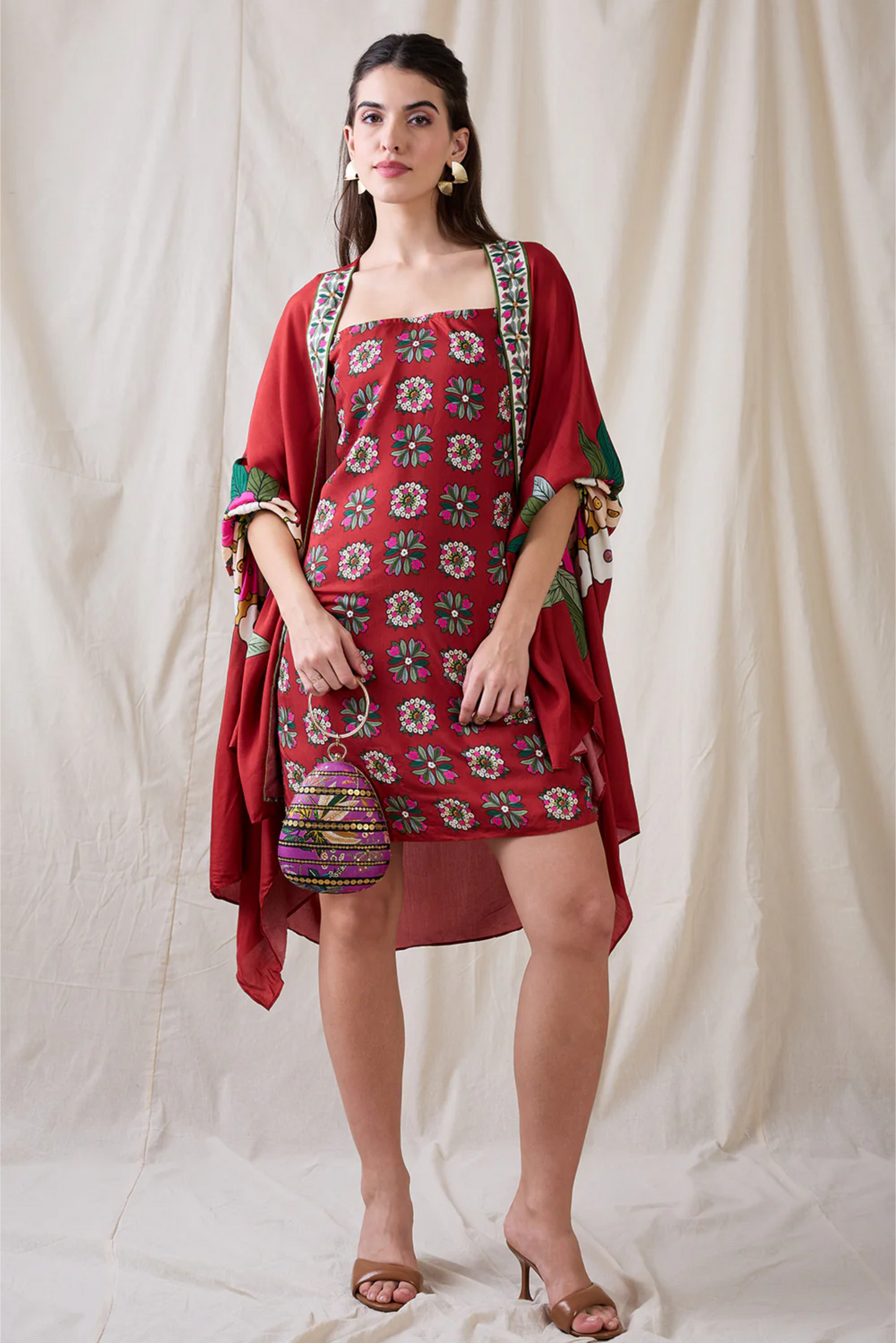 Gulzaar Printed Dress with Jacket