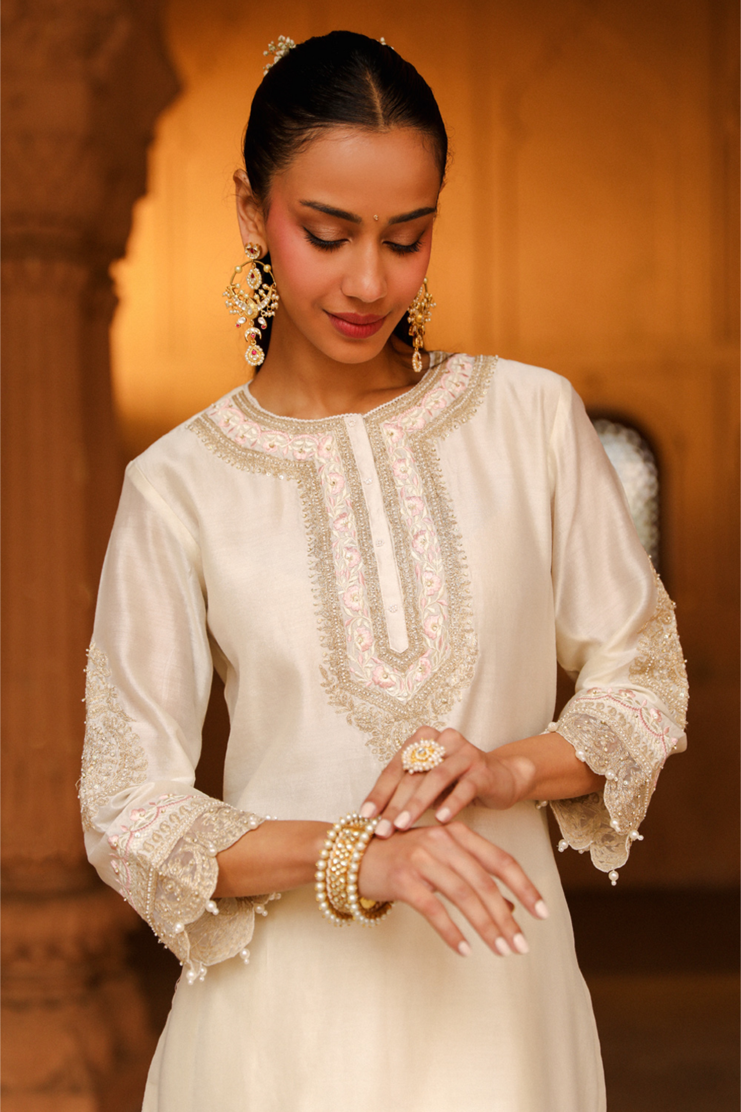 Anika Short kurta with dhoti - Daisy Ivory