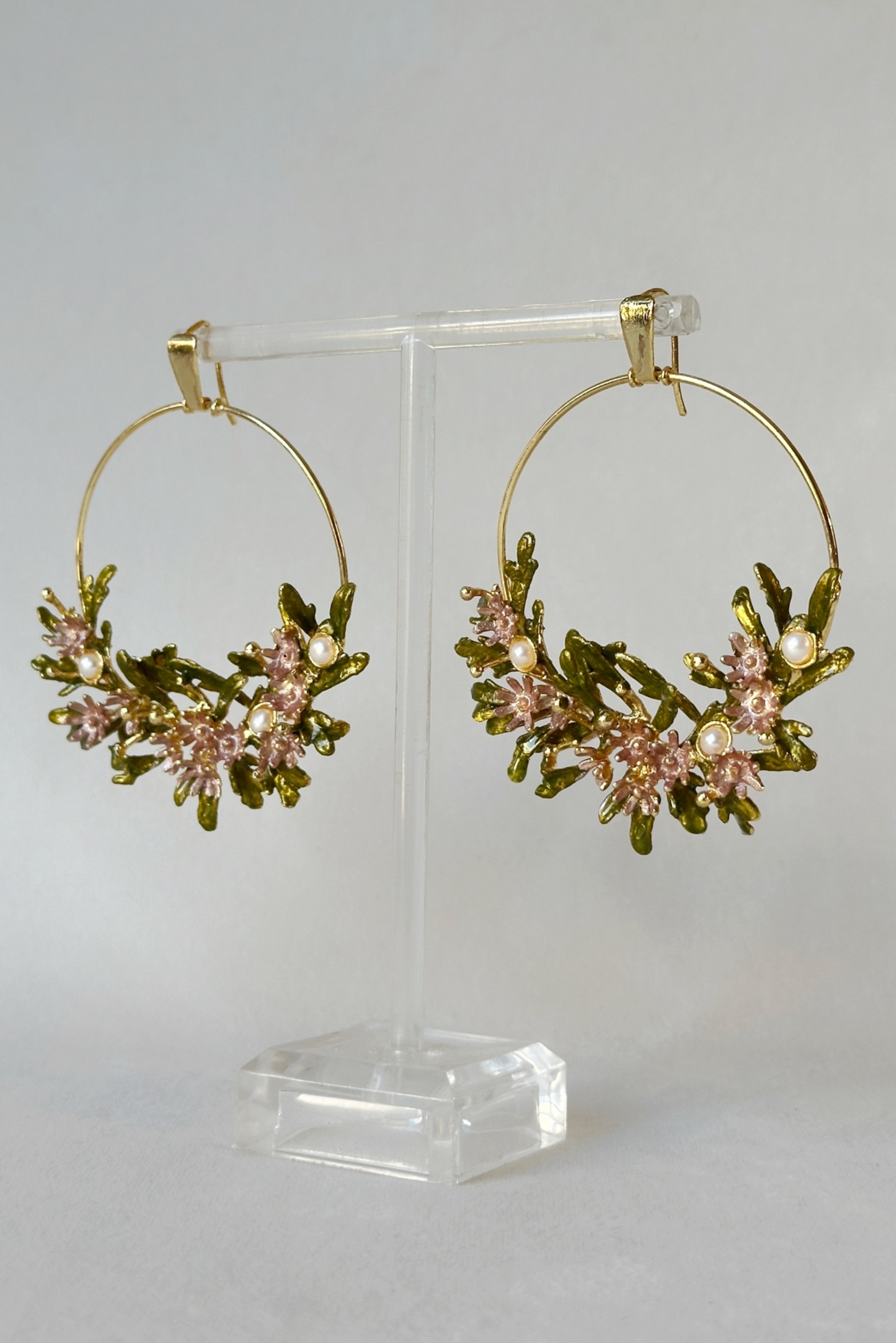 Blooming Crescent Chandbali Earrings - Pastel Garden