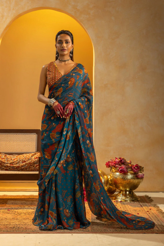 Rangtara embellished pre-stitched saree
