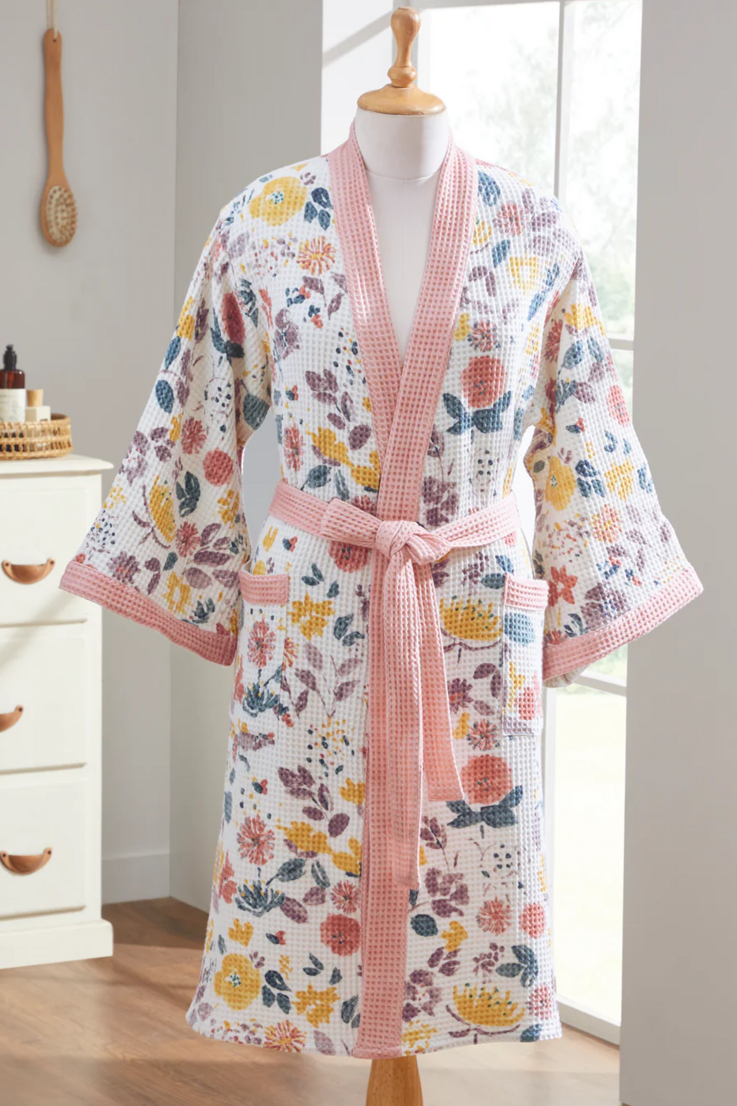 Sunshine Blooms Pink-Yellow Bathrobe