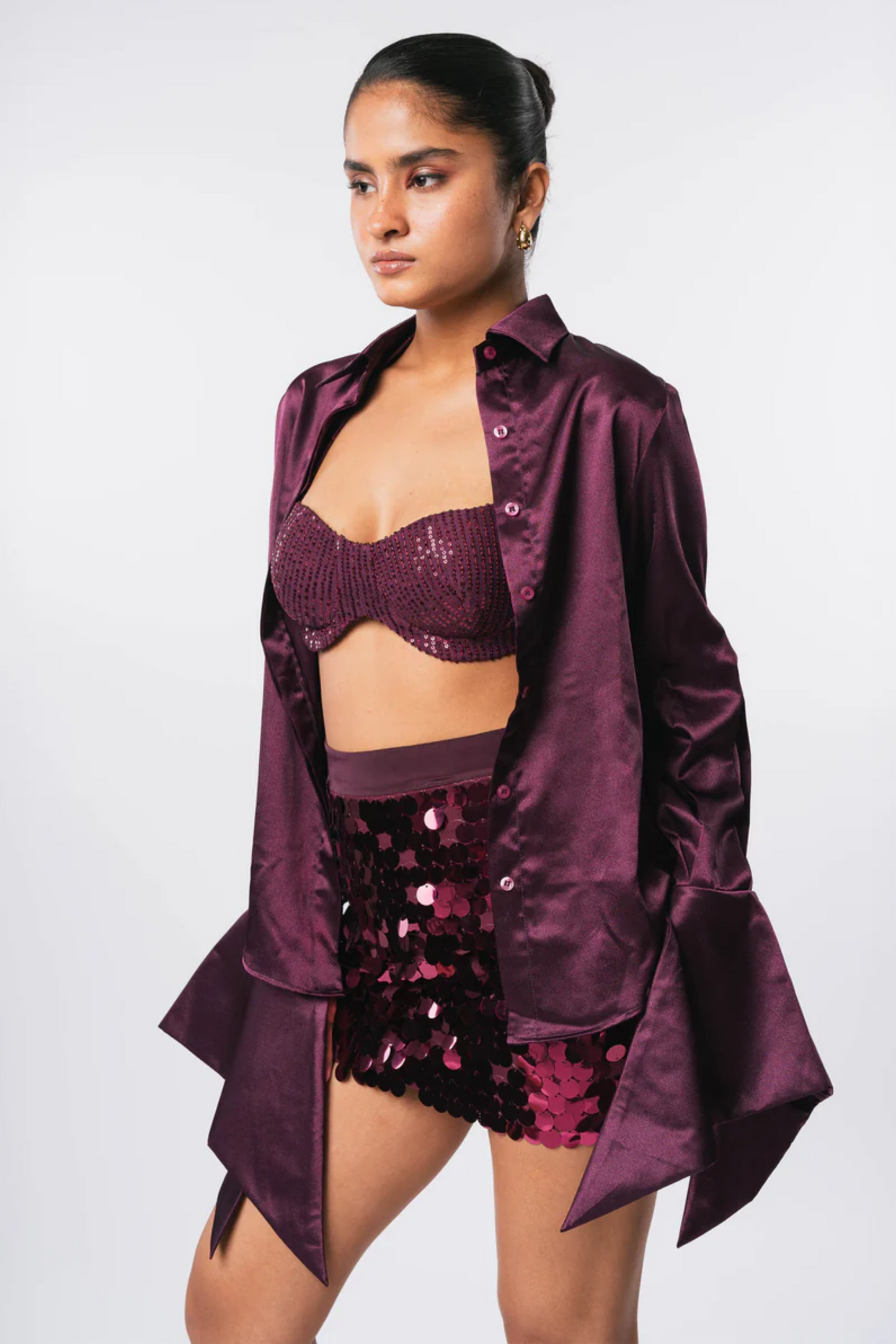 Wine Sequin Skirt