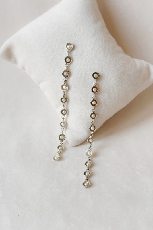 Pearl Cup Cascade Danglers Silver