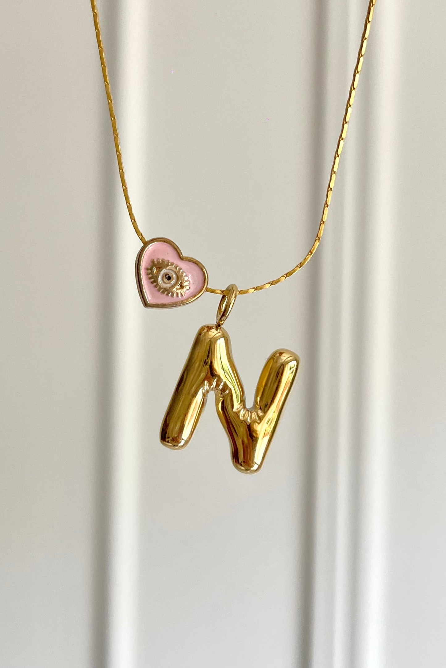 Balloon Letter X Pink Evil Eye Necklace