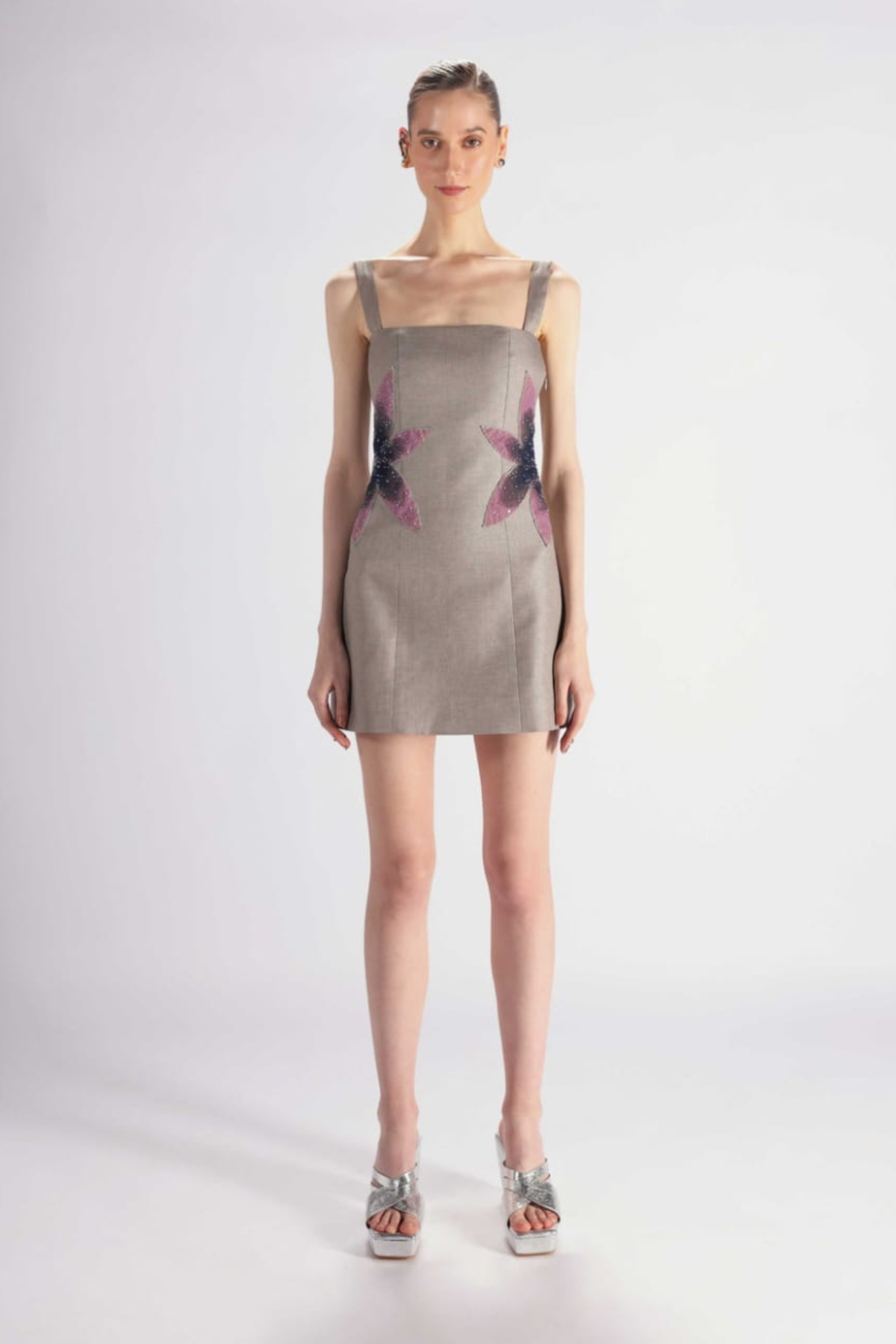 Grey Embroidered Dress