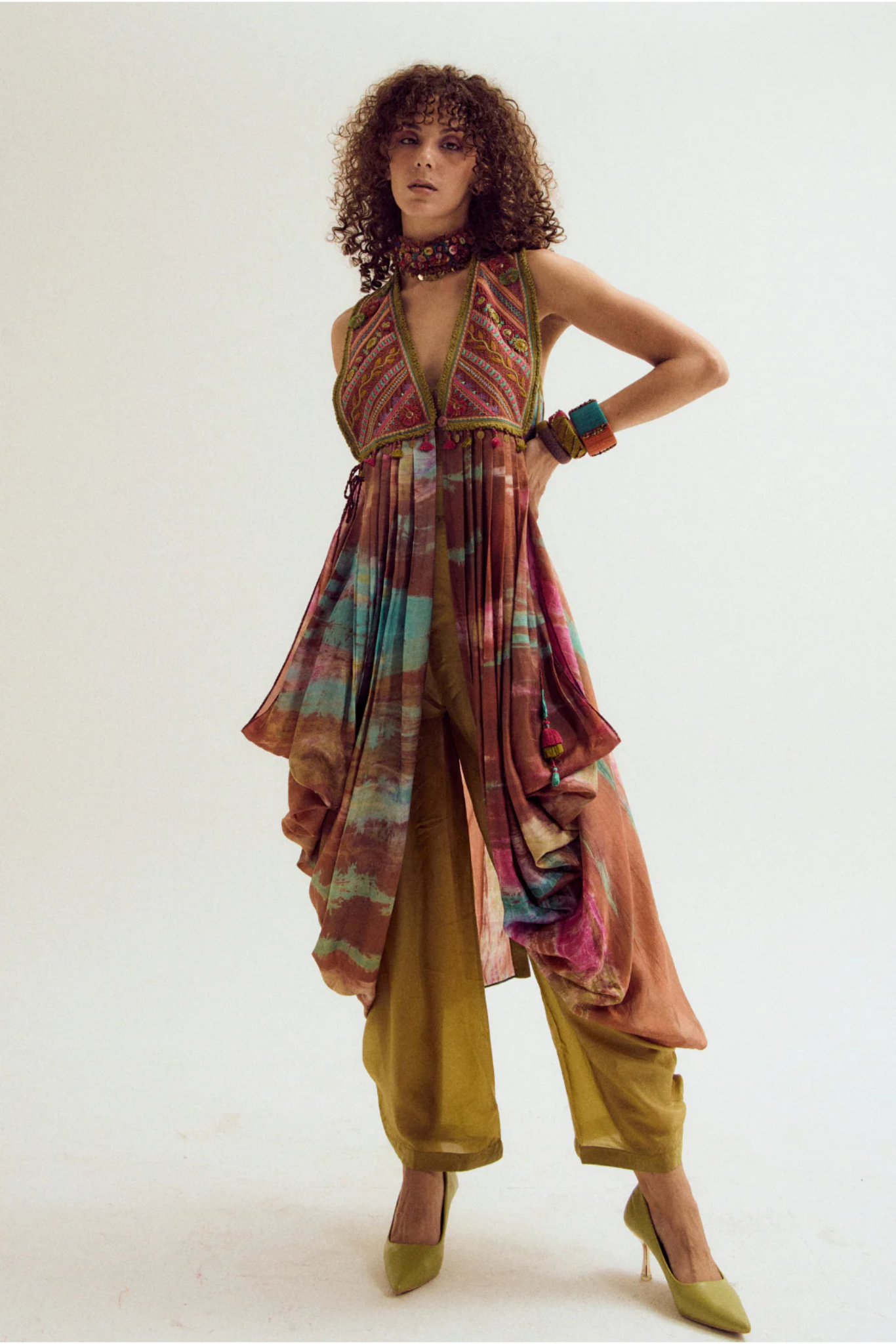 Ira Tie Dye Jacket Cape Set