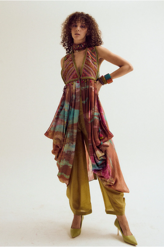 Ira Tie Dye Jacket Cape Set