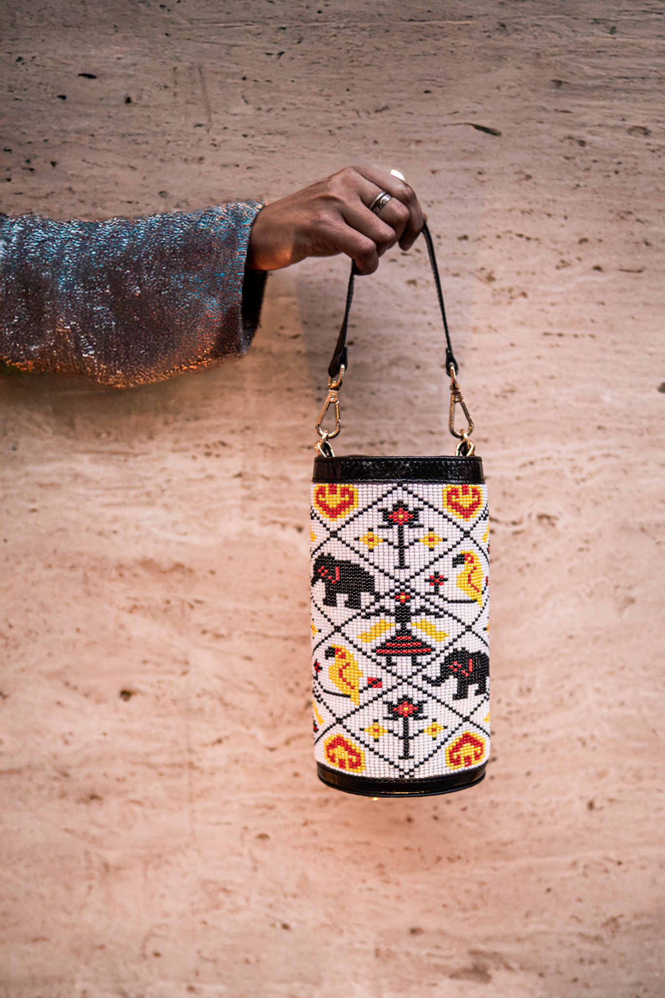 Amara Patola Bucket Bag - White