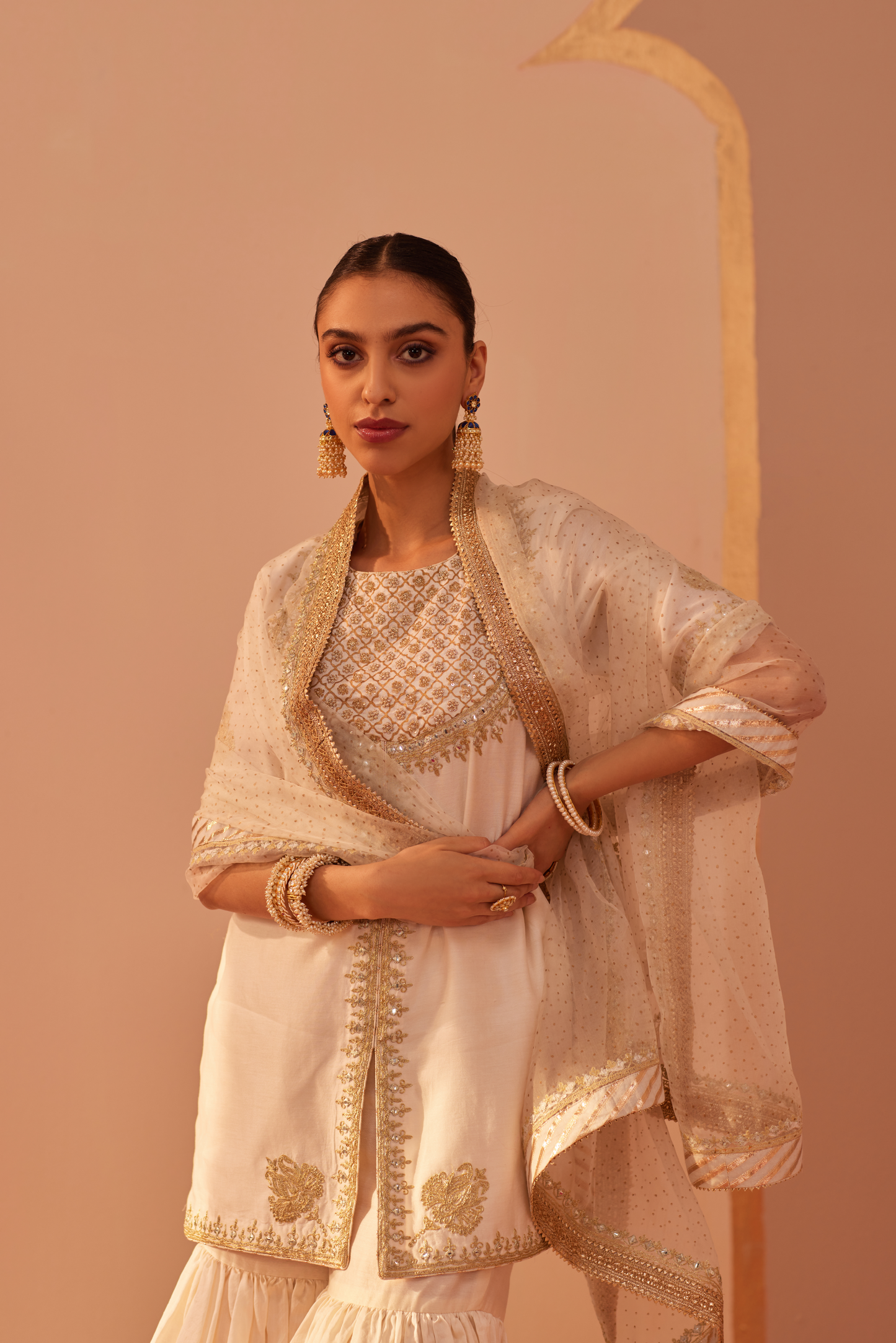 Suhair Kurta Garara Set - Daisy Ivory