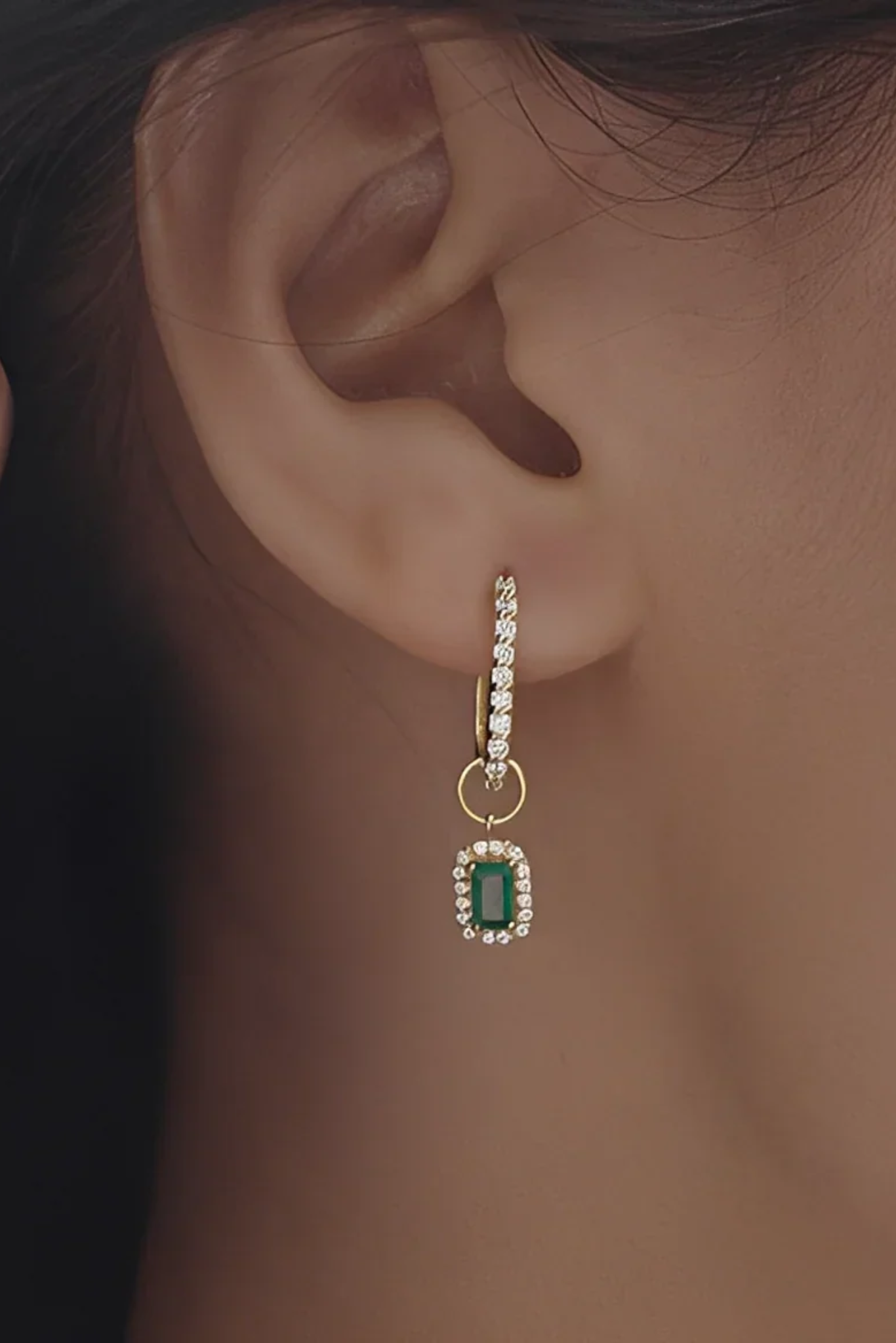 Emerald Halo Hoop Charm