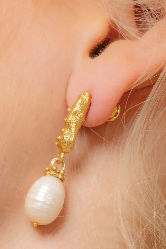 Granulated Pearl Drop Earrings