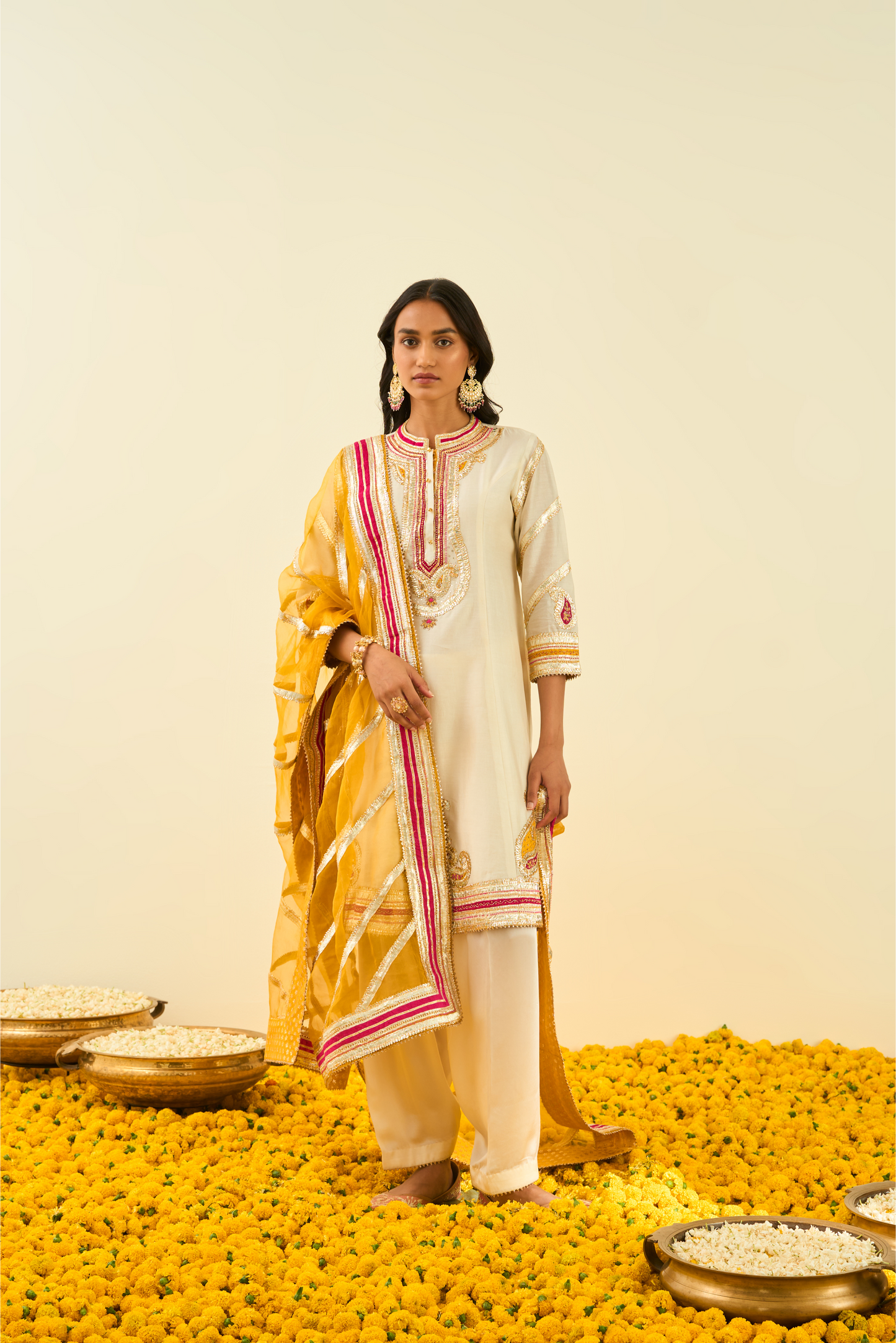 Sadiyah Kurta with Salwar and Dupatta - Daisy Ivory