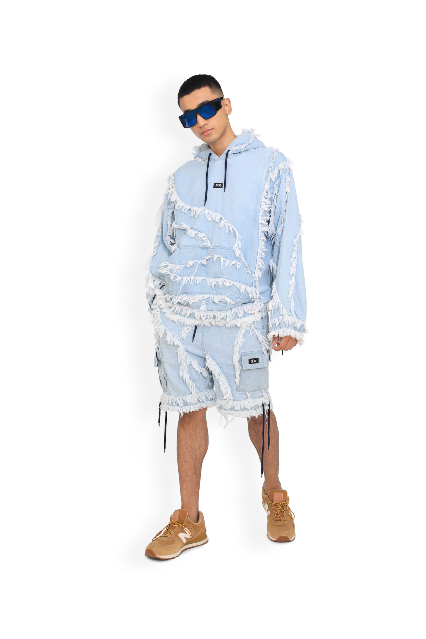 Ice Blue Distressed Hoodie