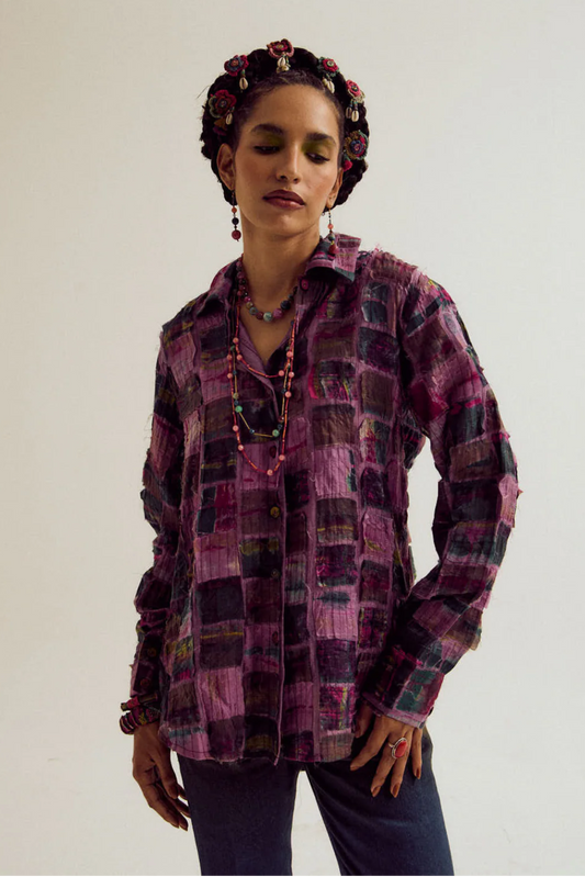 Cosmos Patchwork Shirt- Lavender