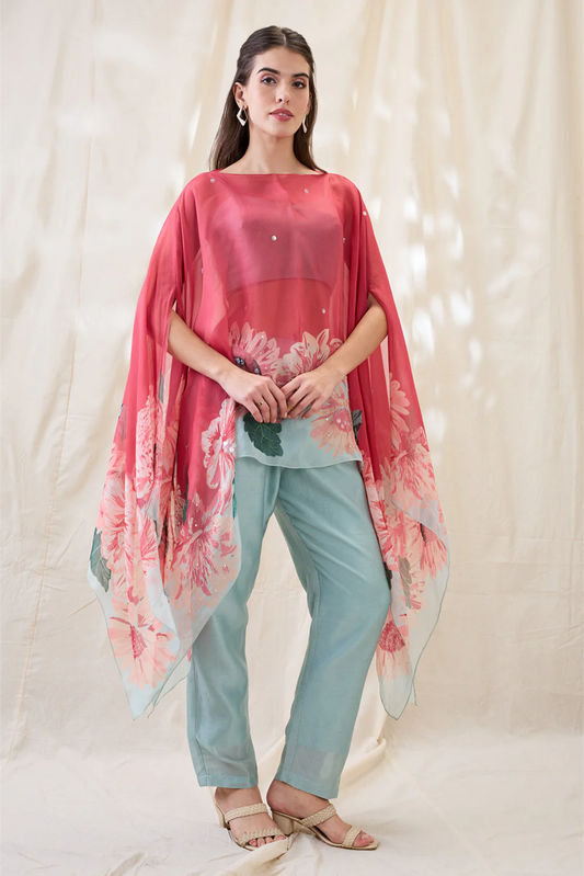 Ravya Co-ord Set with Embellished Cape