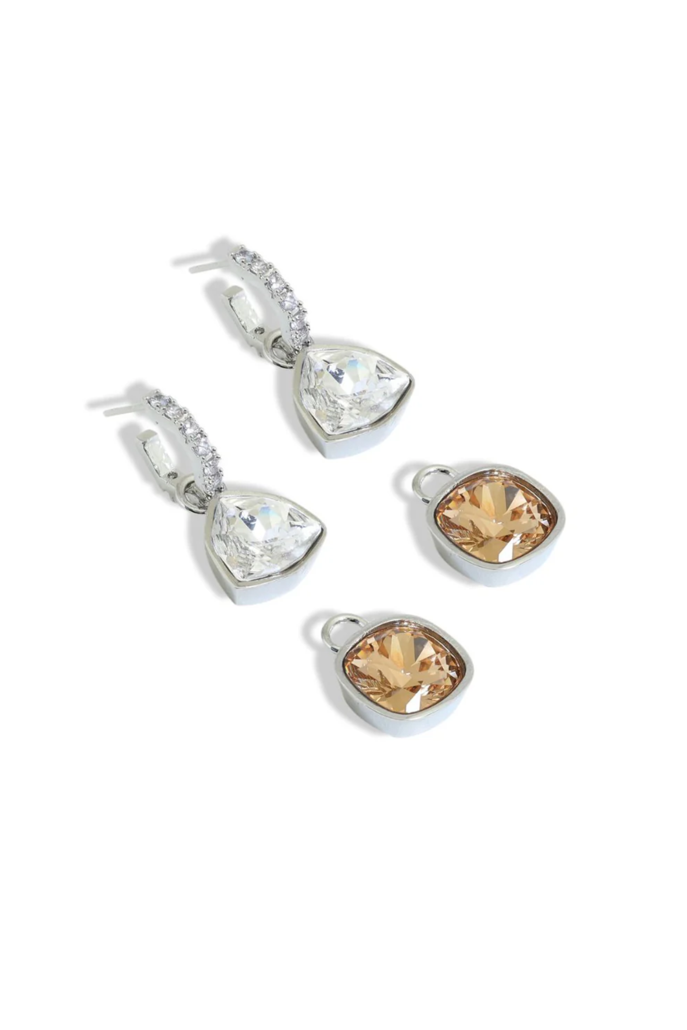The Shift Earrings - Golden and Crystal