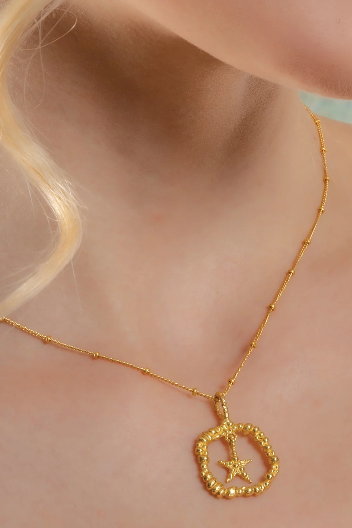 Granulated Star Charm Necklace