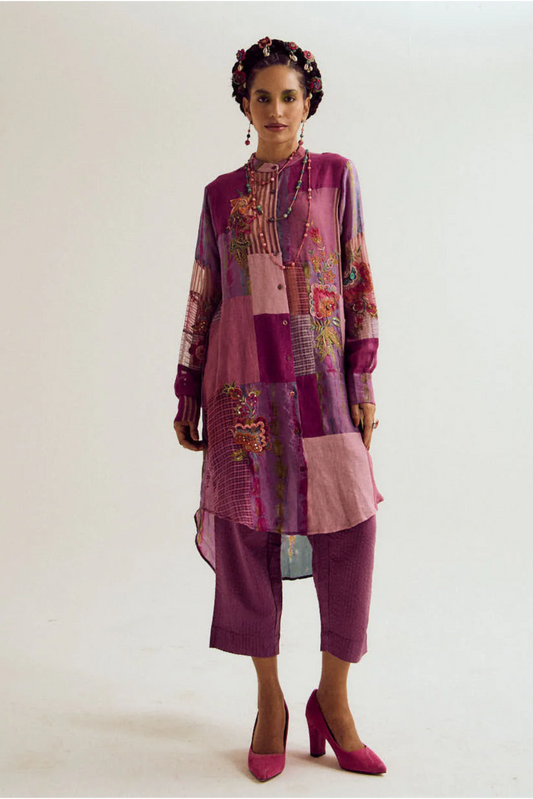 Shrub Rose Patchwork Co-ord set- Lavender / Blue