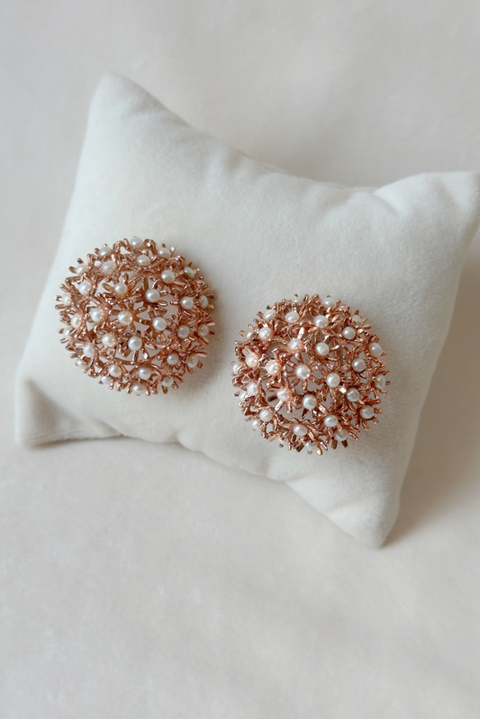 Springtime Sunshine Pearl Studs - Rose Gold