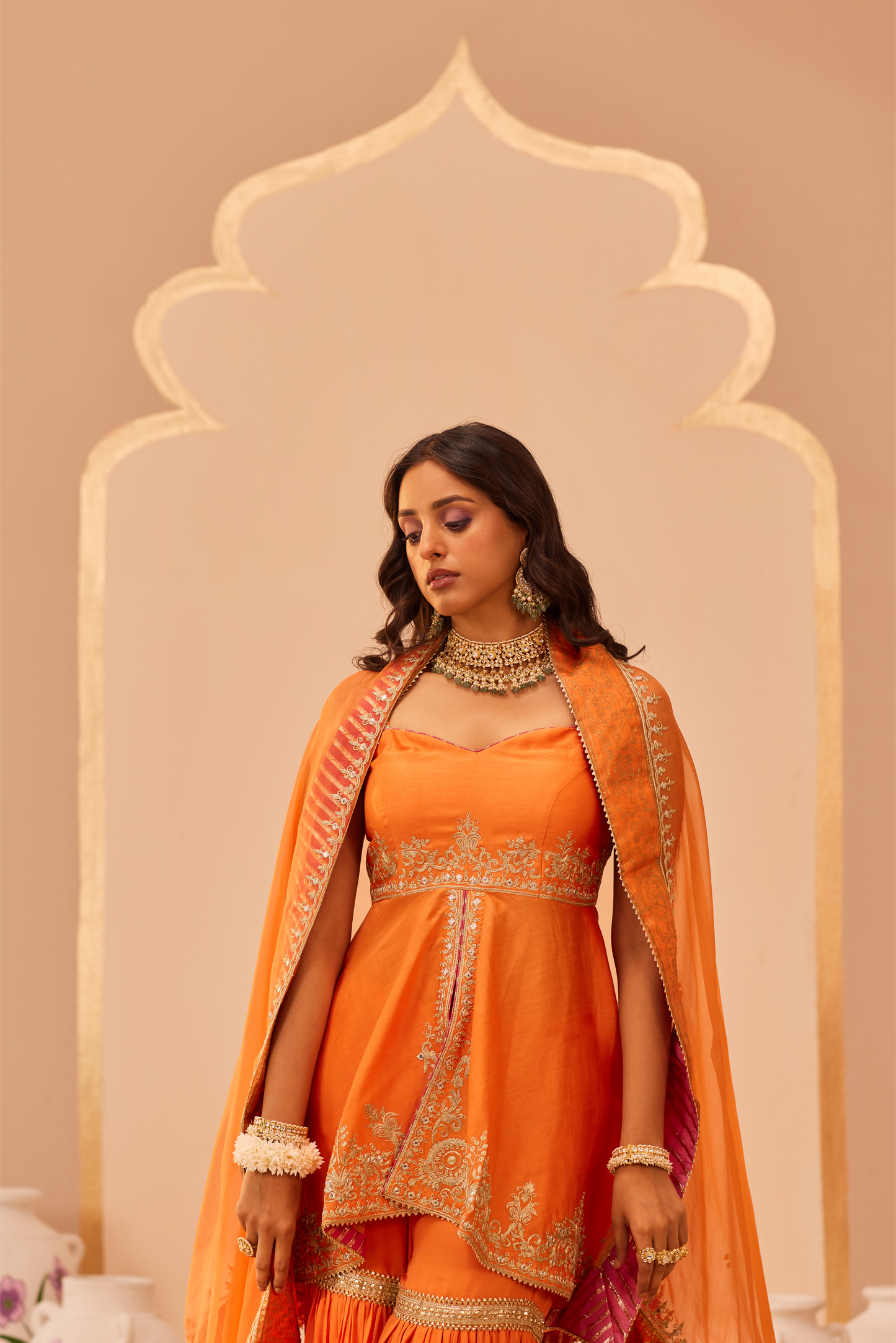 Tahira Kurta Garara Set - Tangerine Orange